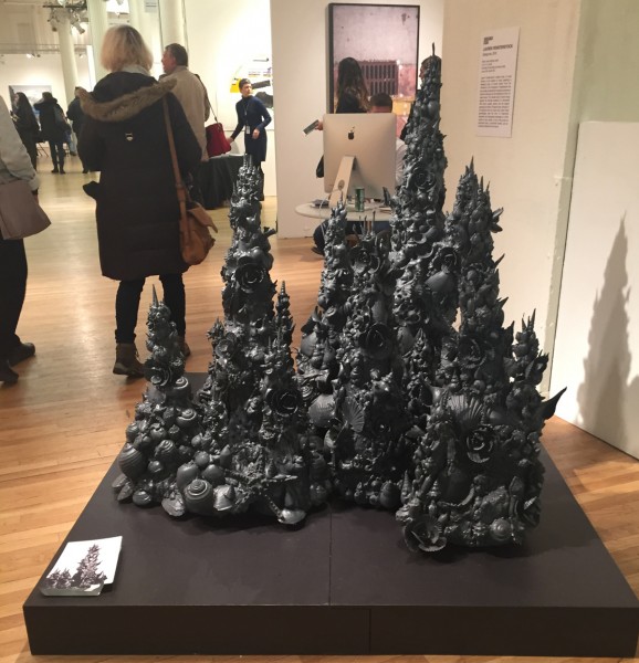 Lauren Fensterstock, Stalagmite, shells and mixed media, 2015. As installed at the PULSE Art Fair, NYC, March 2015. Photo by the author.