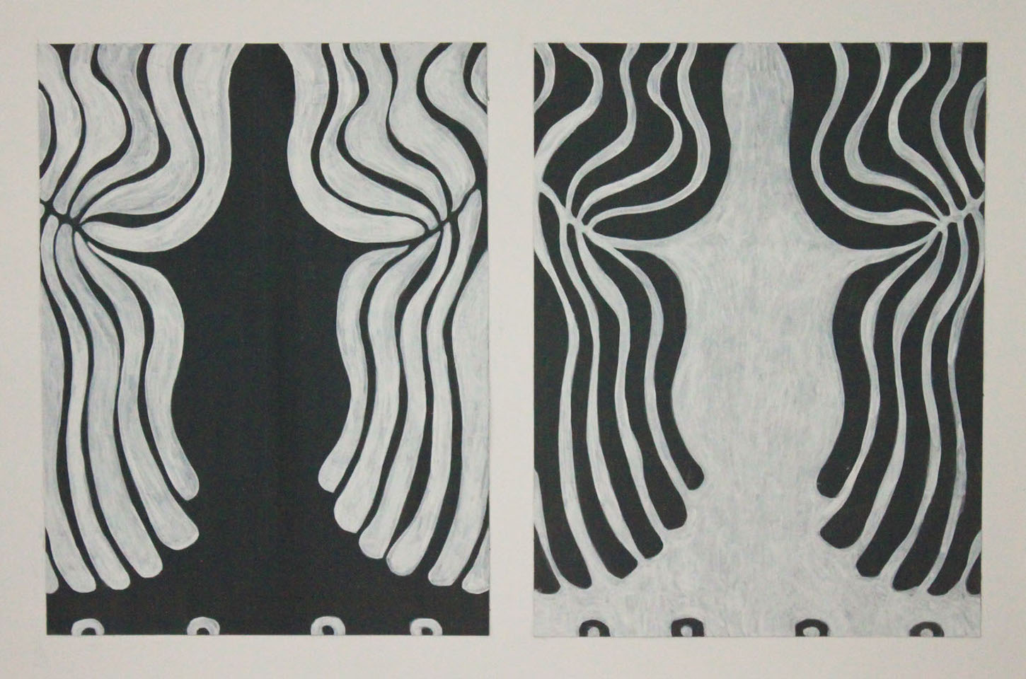 Veronica Cross, Doppelganger I, casein, gouache and plaster on paper, 15.5 x 22 in, 2015.