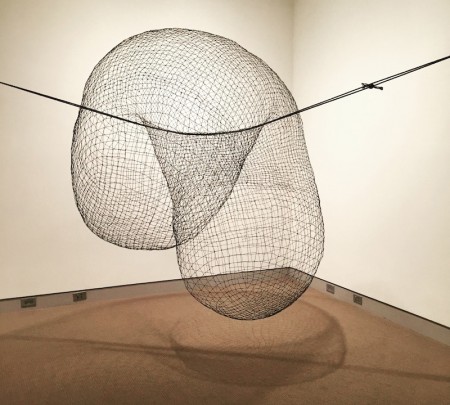 Anna Hepler, Double Hung (2013-2015), steel wire and rope, dimensions variable, as installed at University of Maine Museum of Art. Photo by the author.
