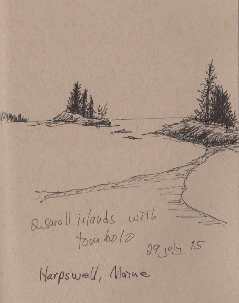 James Chute, untitled sketchbook page with inscription, ink on toned paper, 8 x 6 in, 2015. Digital scan courtesy of the artist.