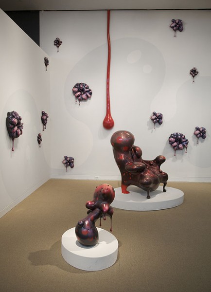 Greta Bank, Biophilia/Biophobia, fiberglass, resin, wood, paint, sparkle flake, 14 x 14 x 14 feet, 2010.