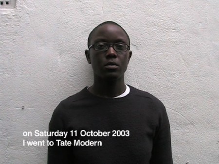 Emma Wolukau-Wanambwa, A Short Video About Tate Modern, video still, 2003.
