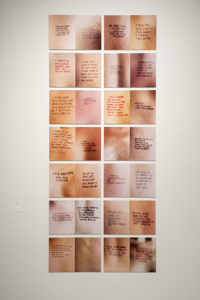 Jenny Holzer Lustmord, ink on skin, Cibachrome Print 13 x 20 in., 1993. Photo by Kyle Dubay.