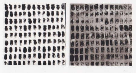 Sarah Baldwin, Seedbombvesselportrait, ink on vellum, 4" x 4" each, 2014.