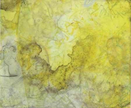Sarah Baldwin, territory*decay : yellow E/320Hz, ink on vellum, 4 x 6”, 2014.
