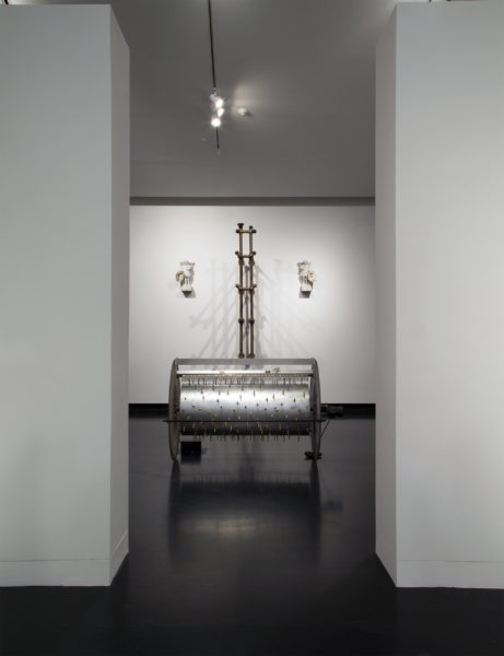 Terry Adkins, Off Minor (from Black Beethoven), 2004, wood, steel, brass. Estate of Terry Adkins. Image courtesy Tang Teaching Museum at Skidmore College, Photography by Arthur Evans.