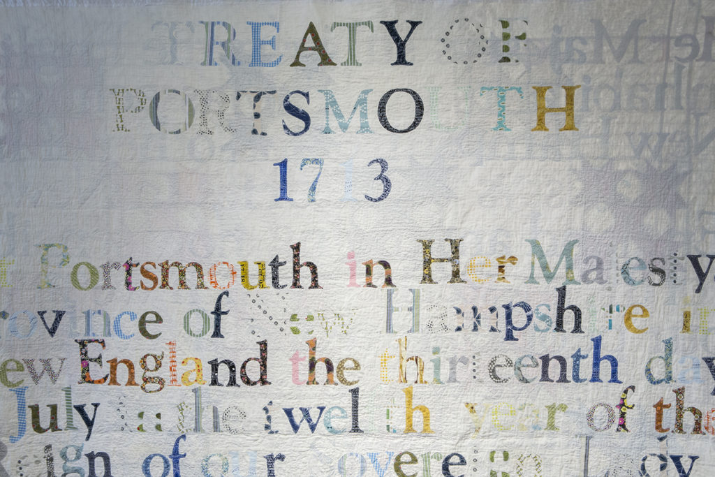 Detail of one of Gina Adams' Broken Treaty Quilts.
